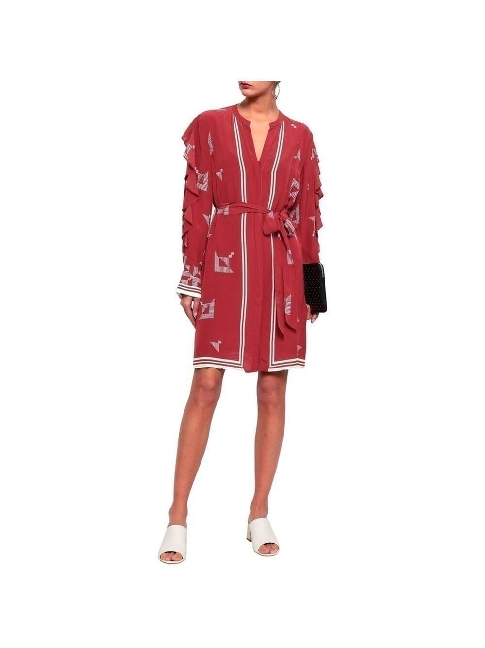 Joie Licia Ruffle Trimmed Printed Mini Dress